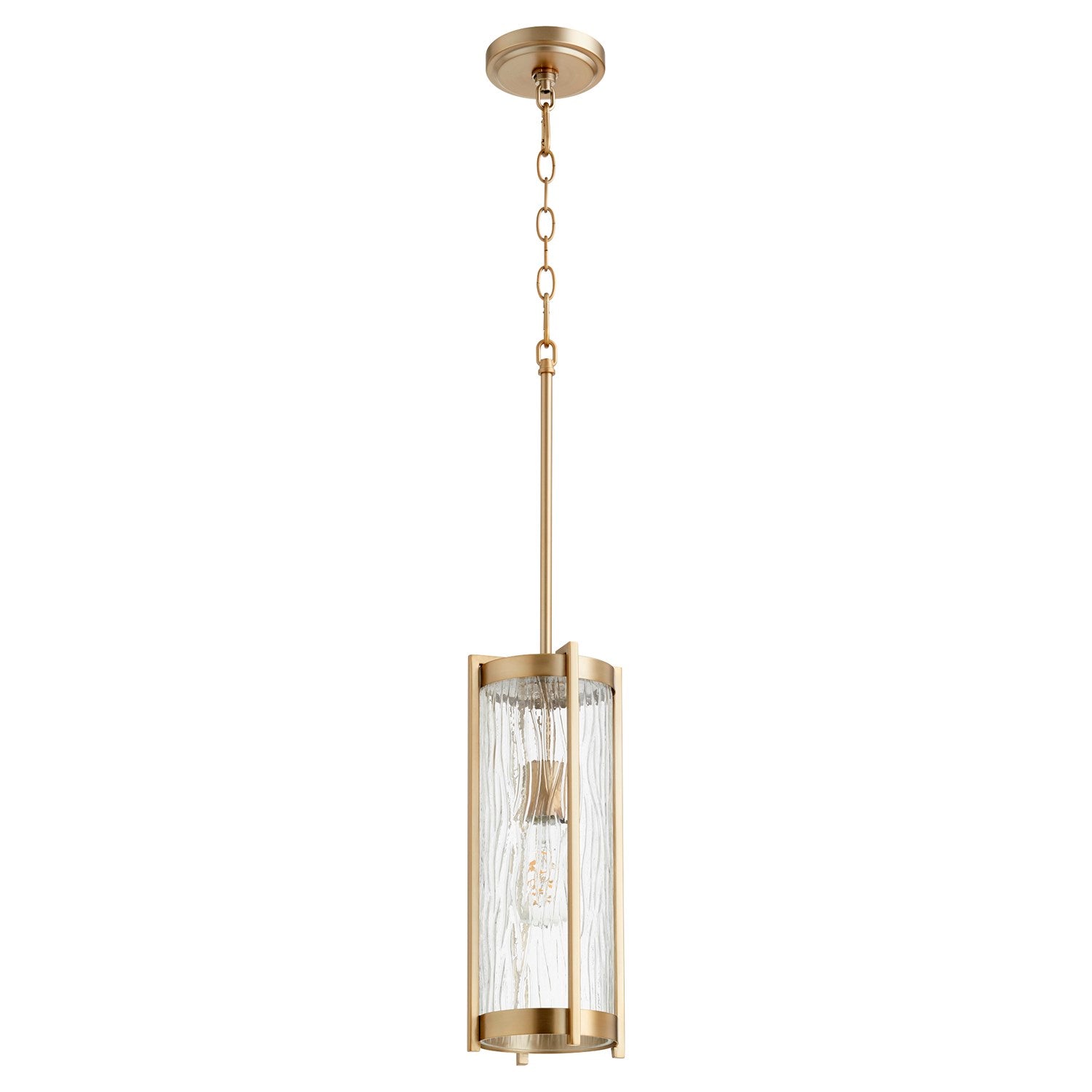 15" Chisseled Pendantd - Aged Brass by Quorum