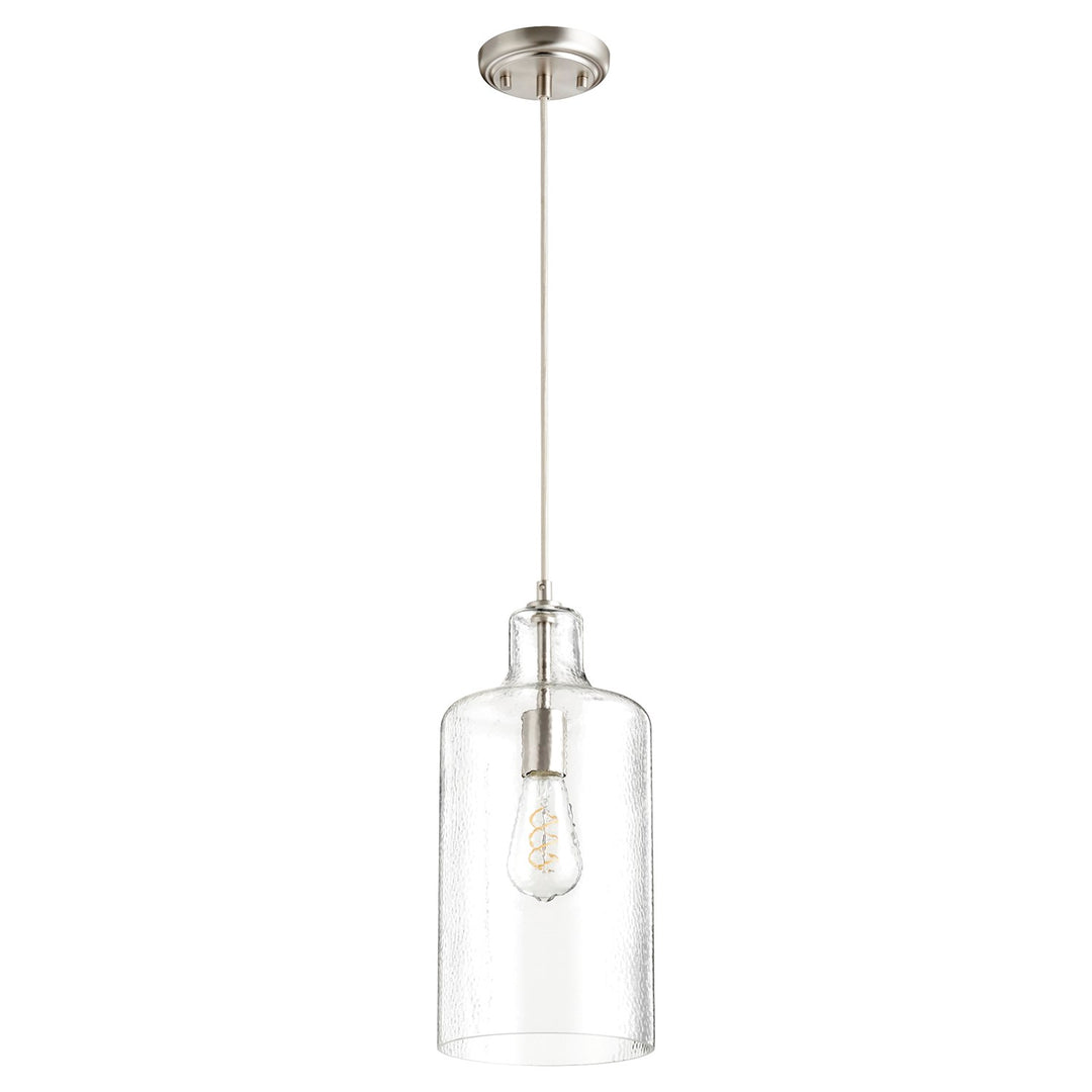 7" Clear Gold Leafass Pendantd - Satin Nickel by Quorum
