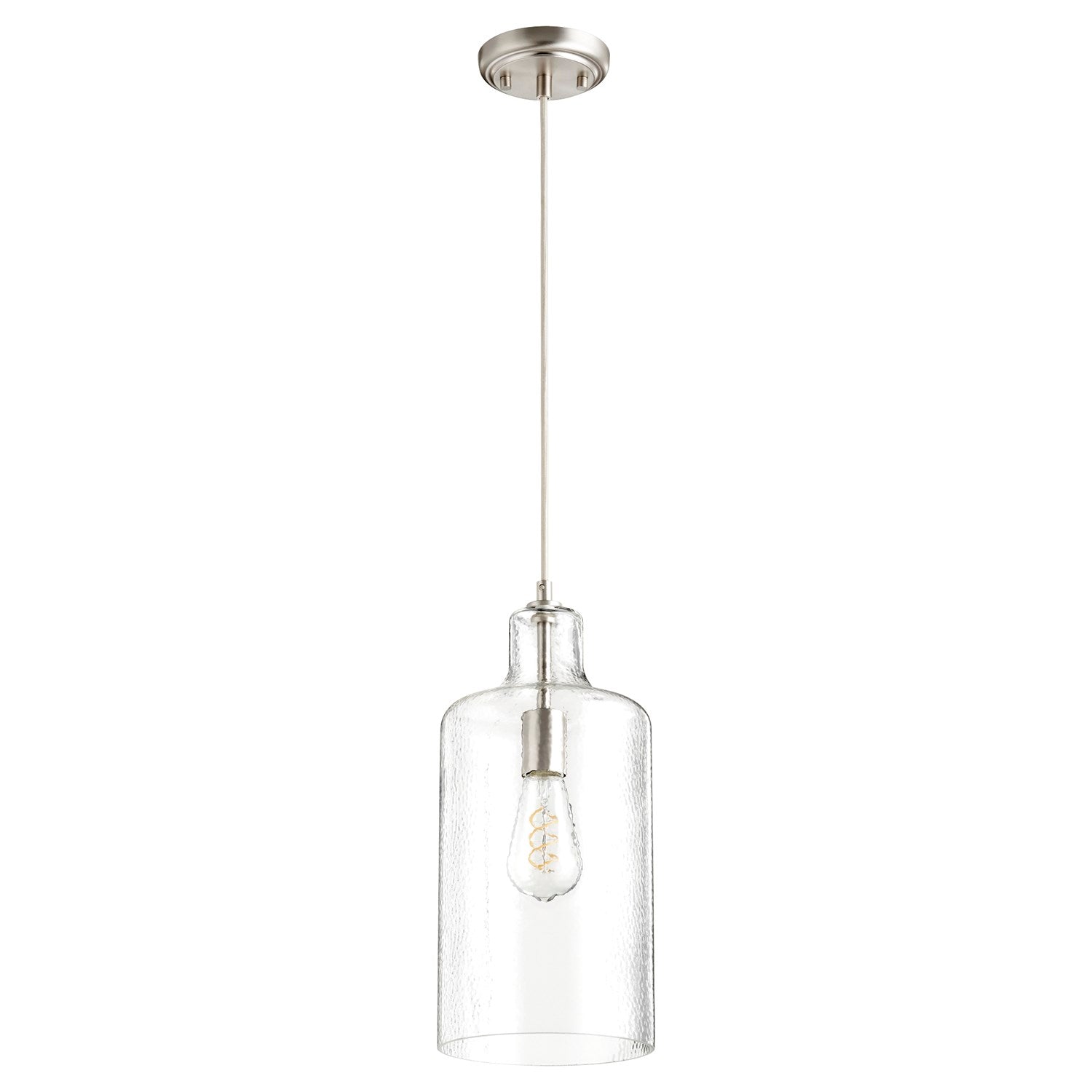 7" Clear Gold Leafass Pendantd - Satin Nickel by Quorum