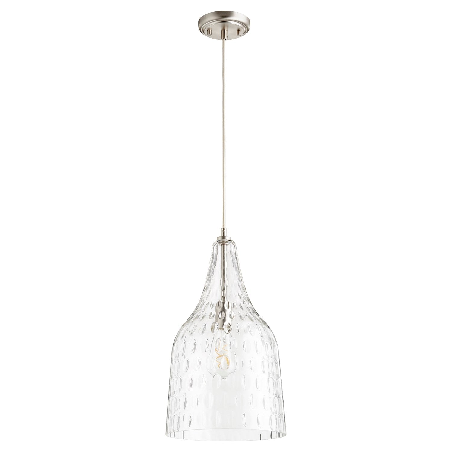 10" Clear Gold Leafass Pendantd - Satin Nickel by Quorum
