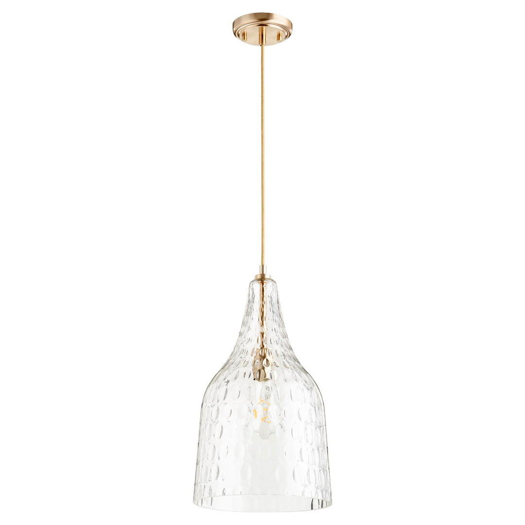 10" Clear Gold Leafass Pendantd - Aged Brass by Quorum