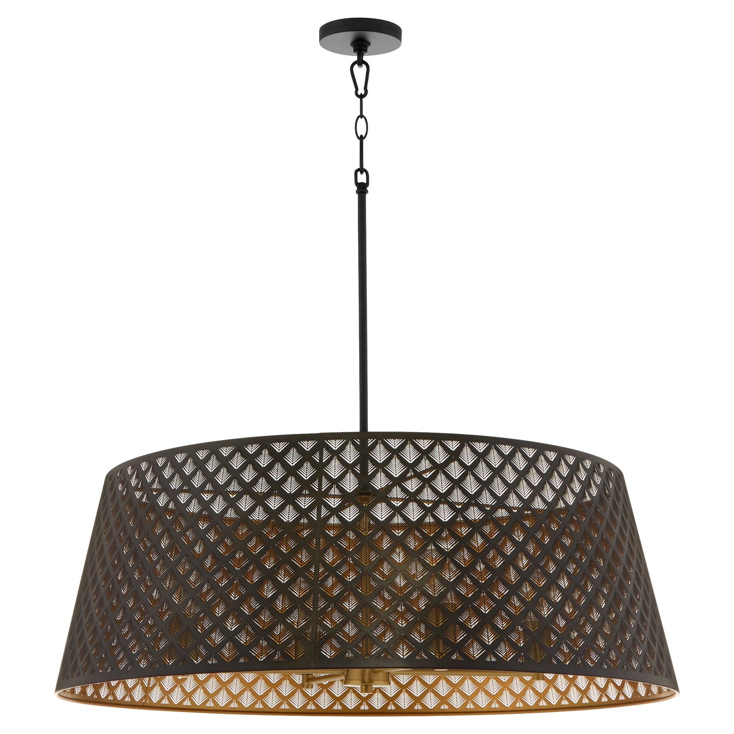 Benedict 32" 4Lt Pendantdant - Matte Black/Aged Brass by Quorum