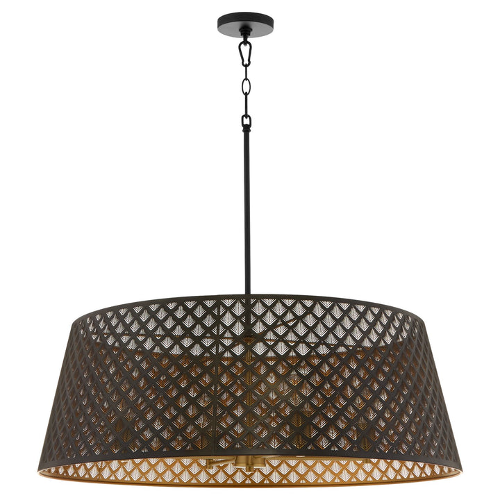 Benedict 32" 4Lt Pendantdant - Matte Black/Aged Brass by Quorum