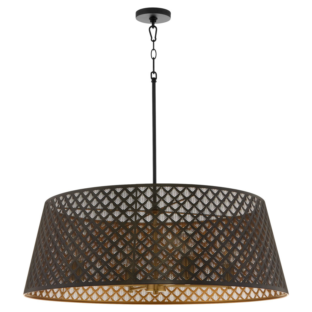 Benedict 32" 4Lt Pendantdant - Matte Black/Aged Brass