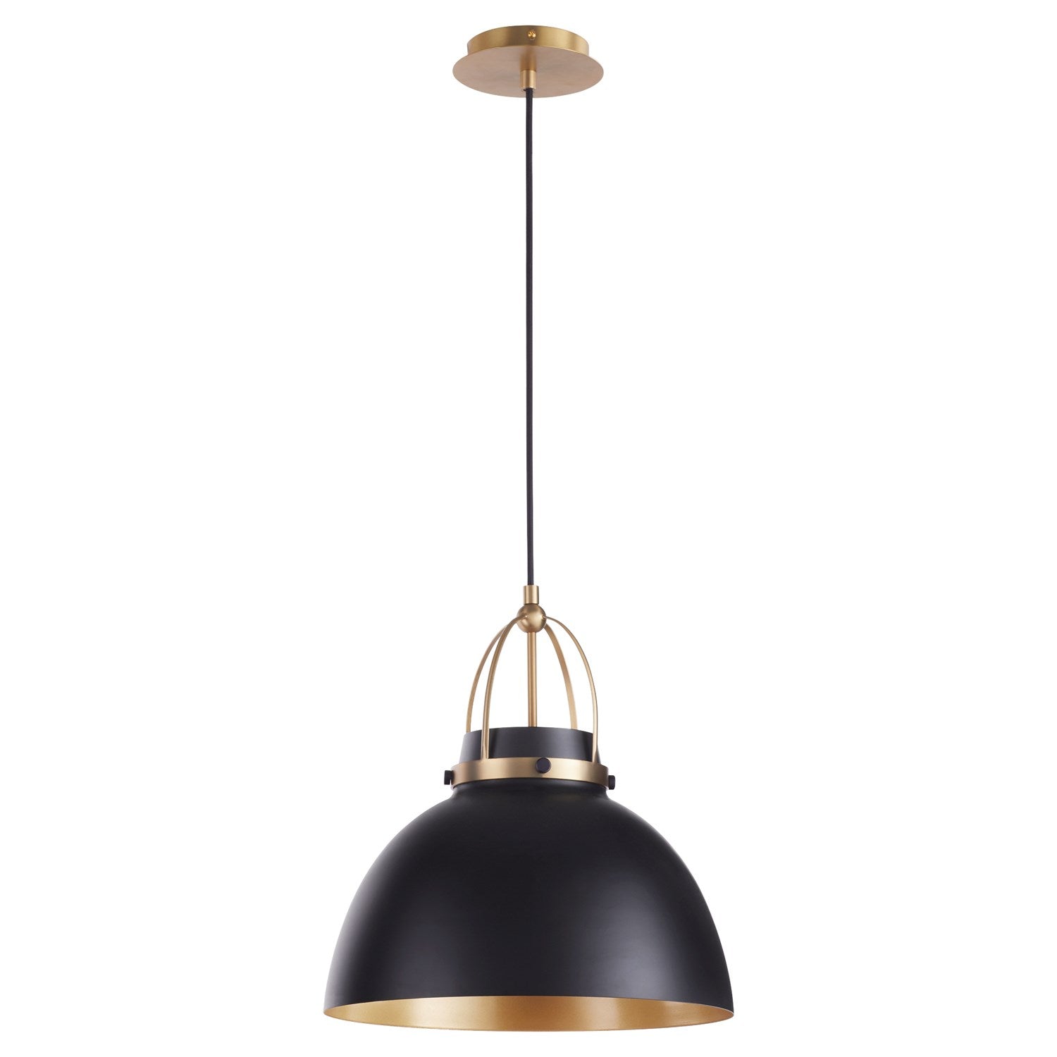 Pruitt 15" Pendantdant - Matte Black/Aged Brass by Quorum