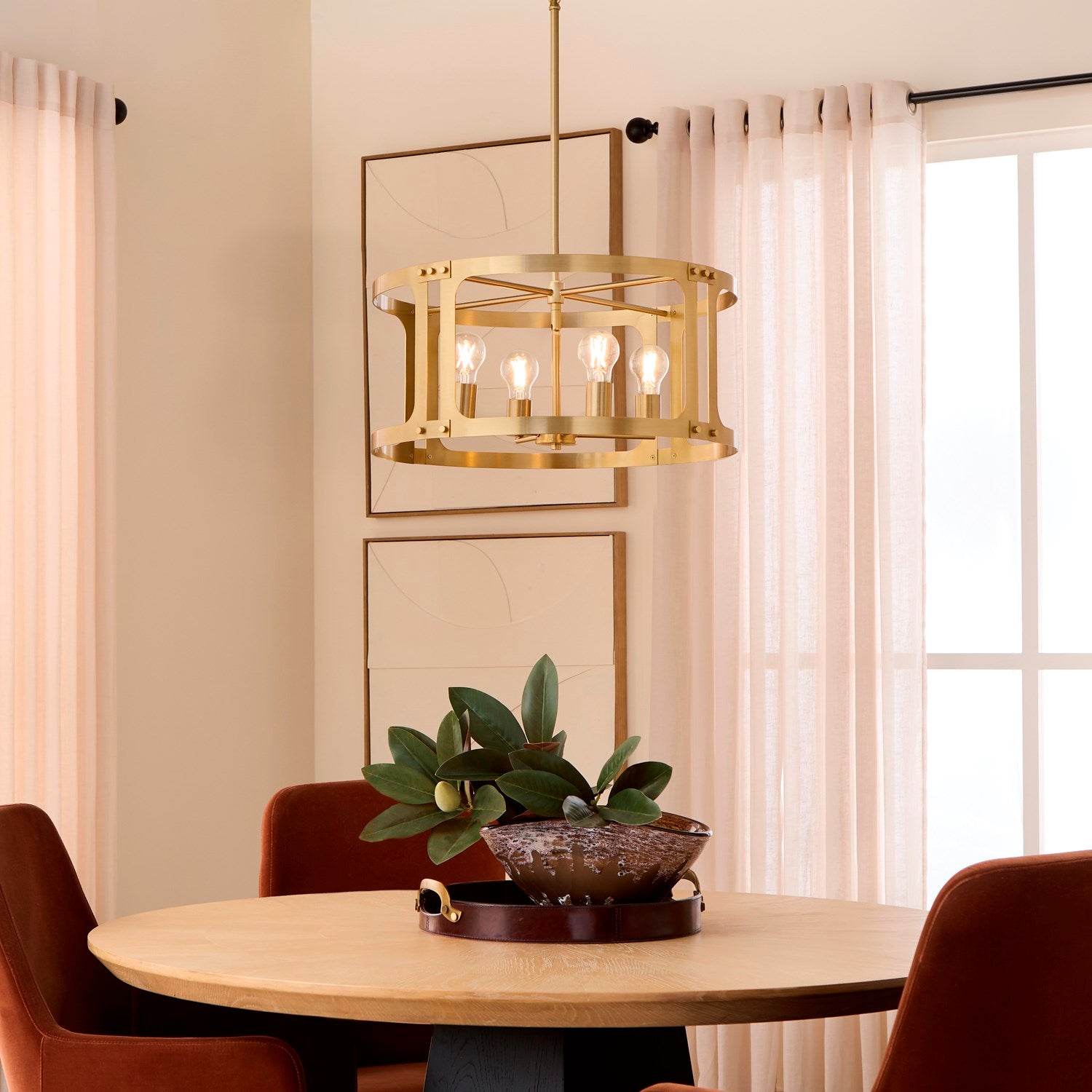 Colburn 4Lt Pendantdant - Brushed Brass