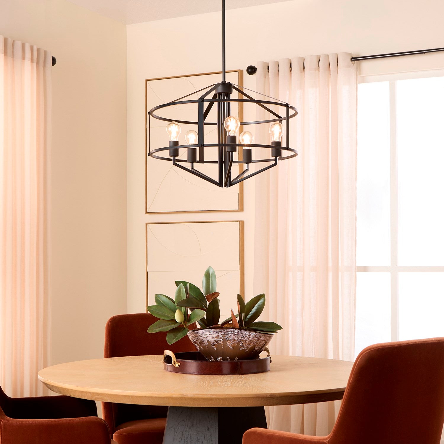 Toiled Bronzein 24" 5Lt Pendantdant - Matte Black