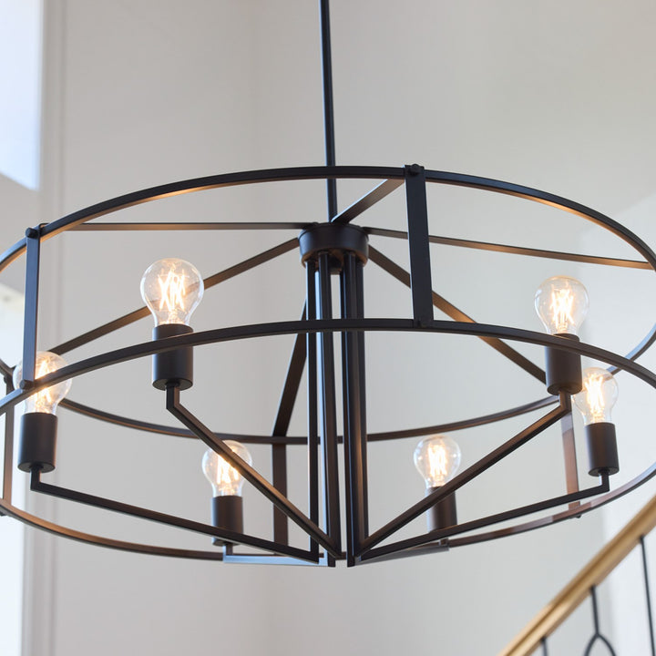 Toiled Bronzein 32" 6Lt Pendantdant - Matte Black