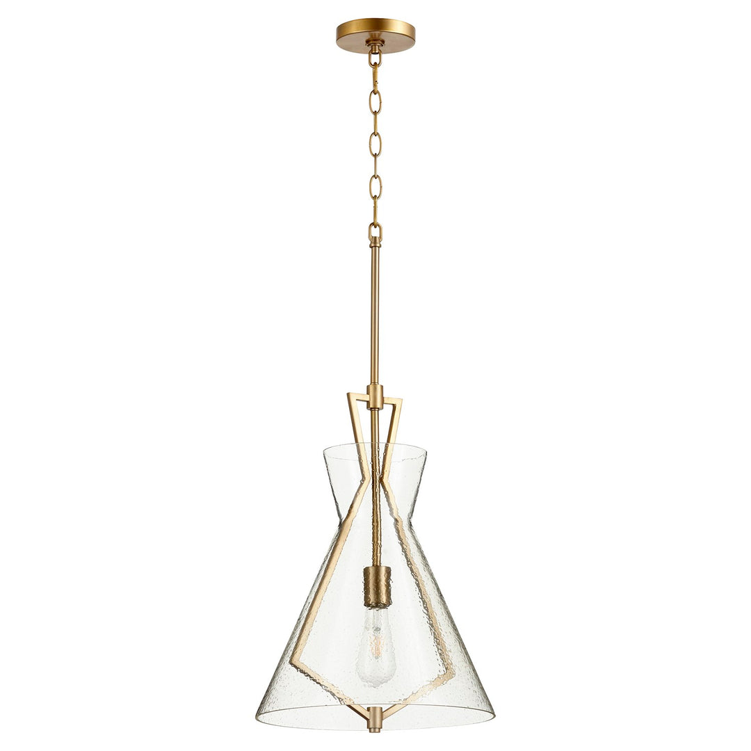 1Lt Stone/Seed Gold Leaf Pnd-Aged Brass by Quorum