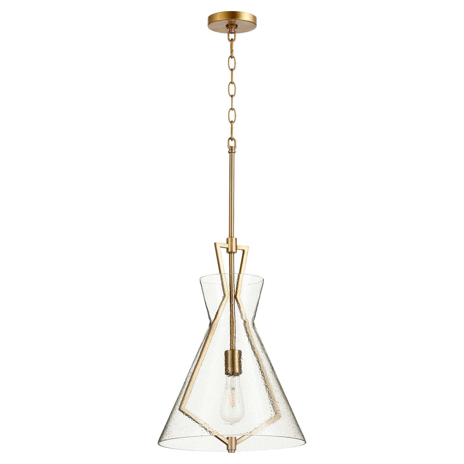 1Lt Stone/Seed Gold Leaf Pnd-Aged Brass by Quorum