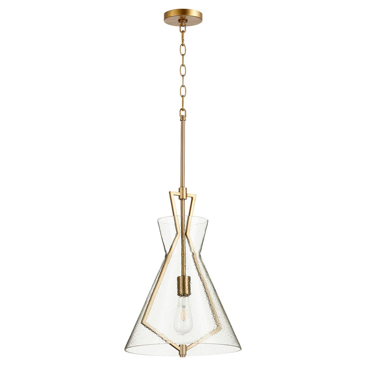 1Lt Stone/Seed Gold Leaf Pnd-Aged Brass by Quorum