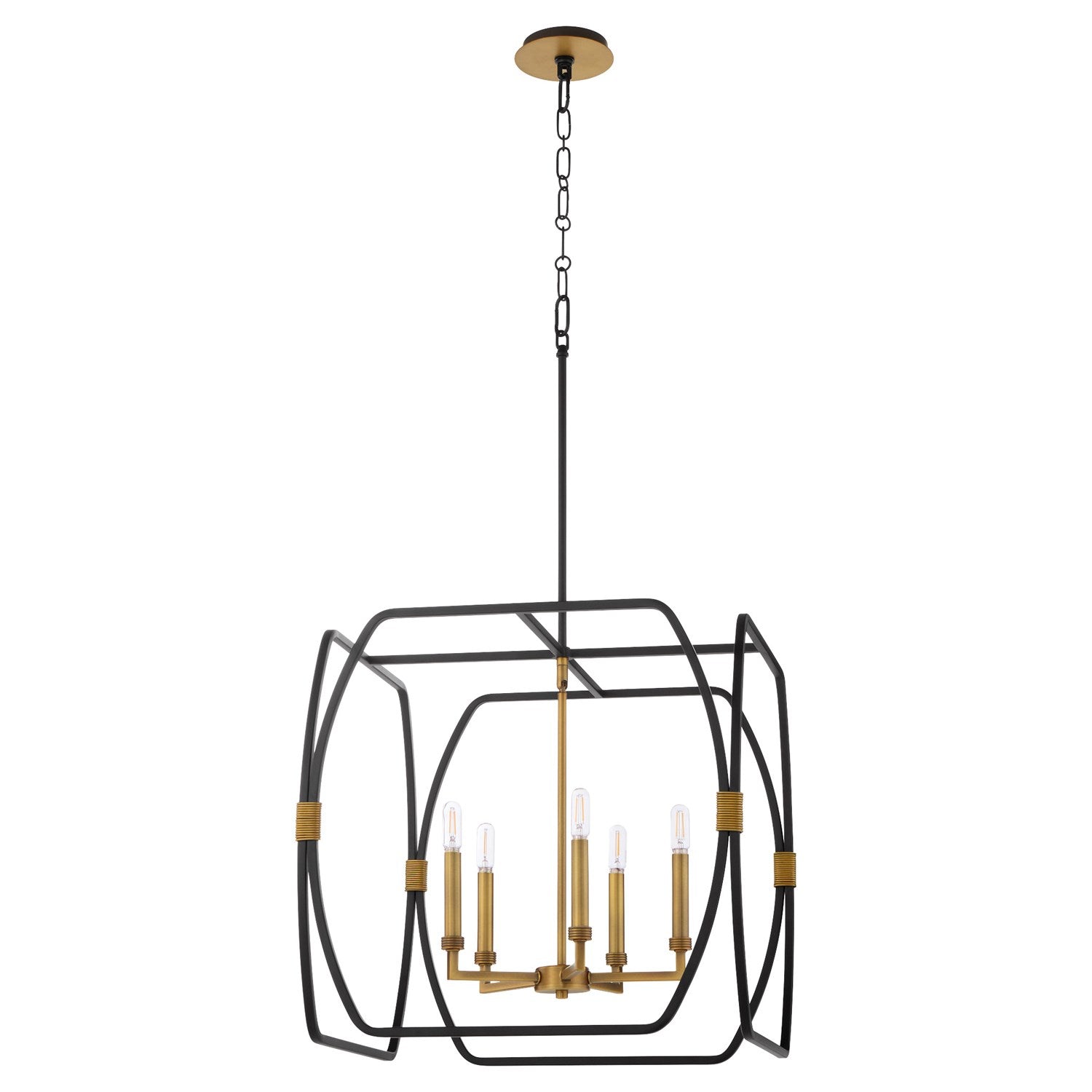 Bishop 23" 5Lt Pendantdant - Matte Black/Brushed Brass by Quorum