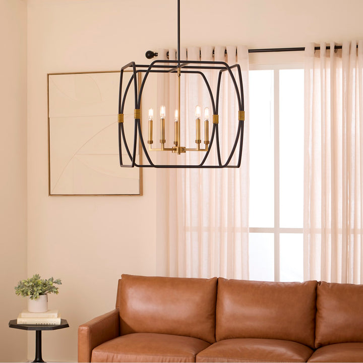 Bishop 23" 5Lt Pendantdant - Matte Black/Brushed Brass