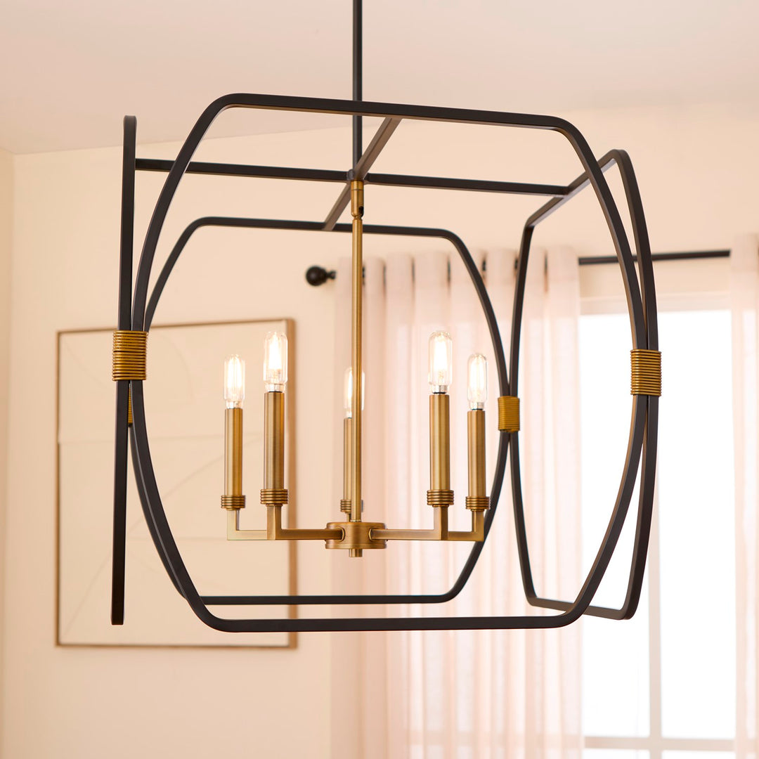 Bishop 23" 5Lt Pendantdant - Matte Black/Brushed Brass