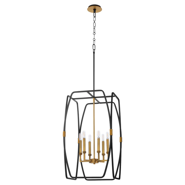 Bishop 28" 6Lt Pendantdant - Matte Black/Brushed Brass by Quorum