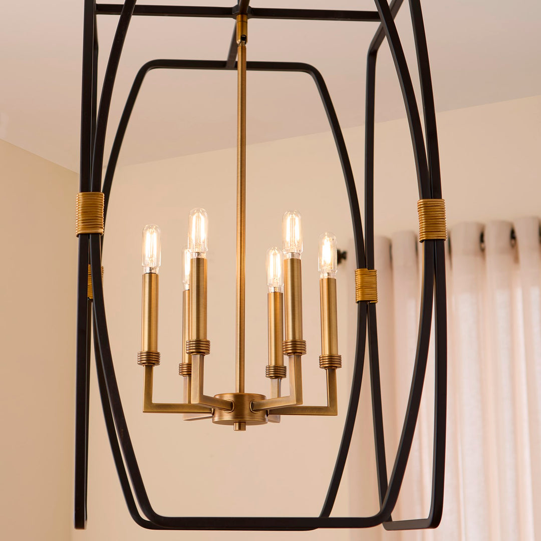 Bishop 28" 6Lt Pendantdant - Matte Black/Brushed Brass