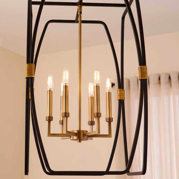Bishop 28" 6Lt Pendantdant - Matte Black/Brushed Brass