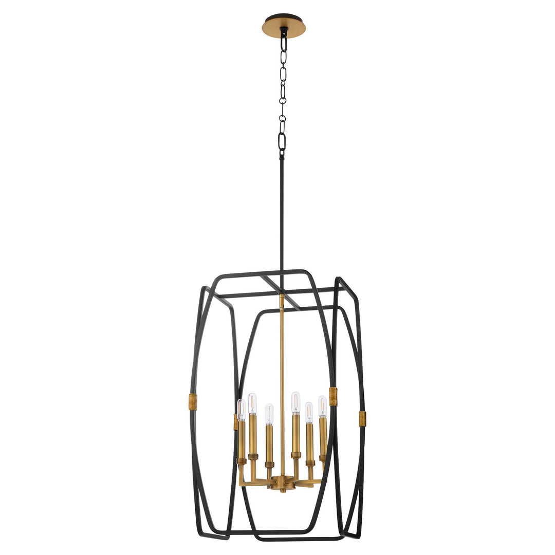 Bishop 28" 6Lt Pendantdant - Matte Black/Brushed Brass