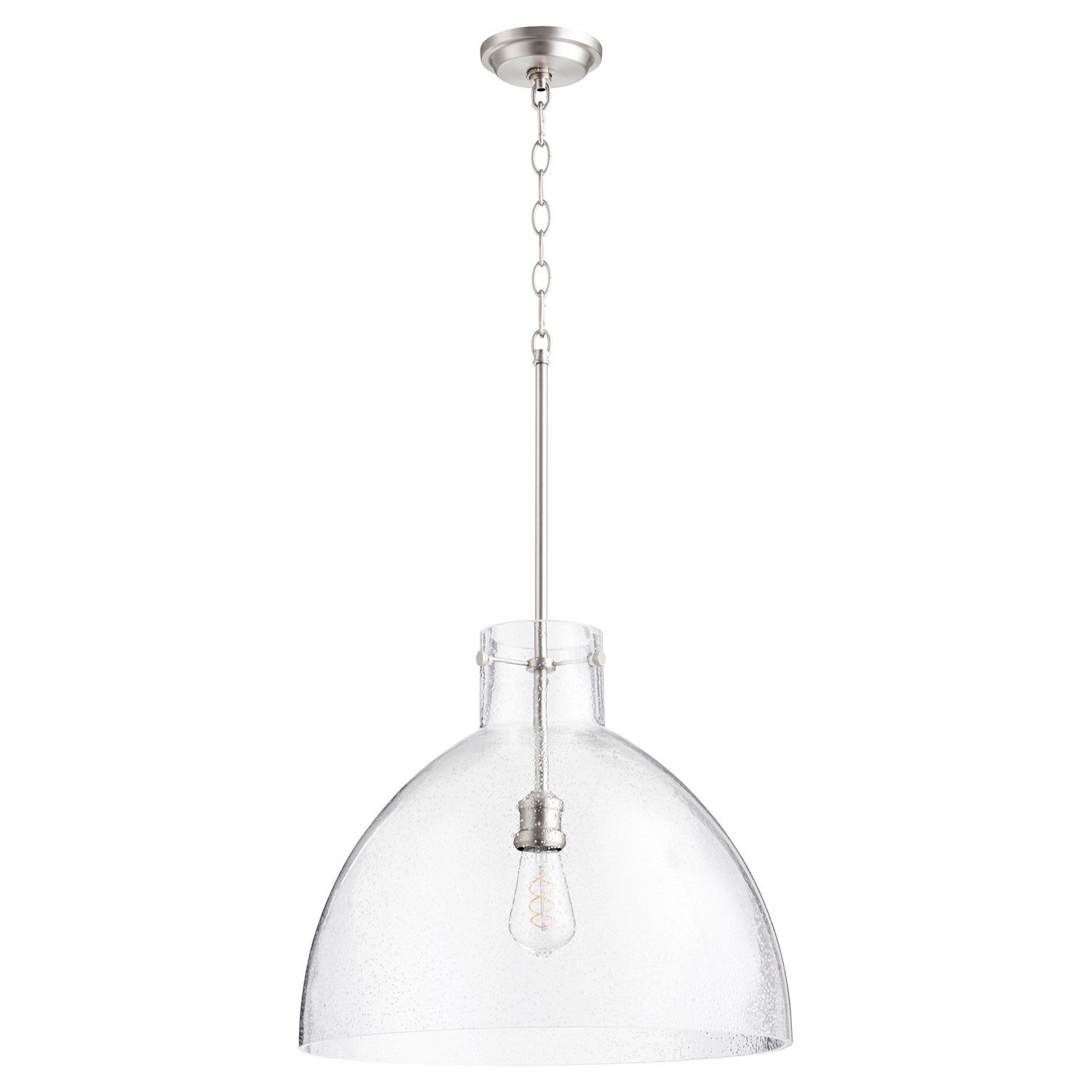 18" Clr Seeded Dome - Satin Nickel by Quorum