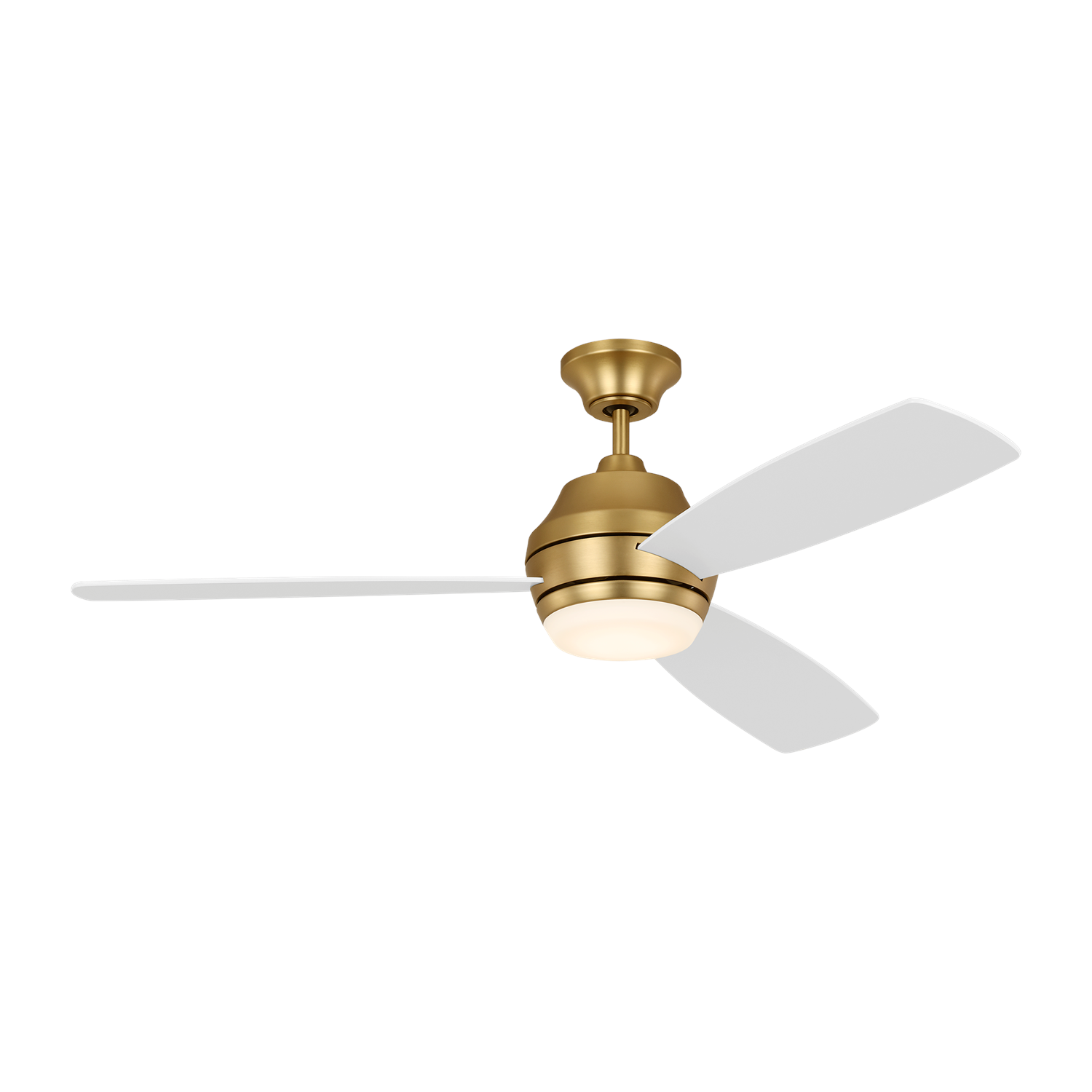 Ikon 52 Led Ceiling Fan In Burnished Brass With Matte White Blades And Light Kit by VC Fan Collection