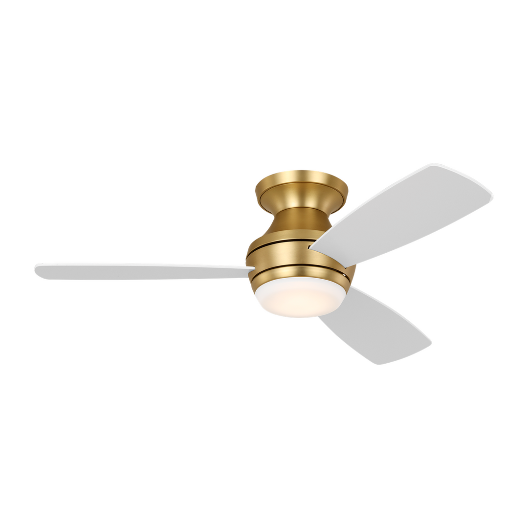 Ikon 44 Hugger Led Ceiling Fan In Burnished Brass by VC Fan Collection