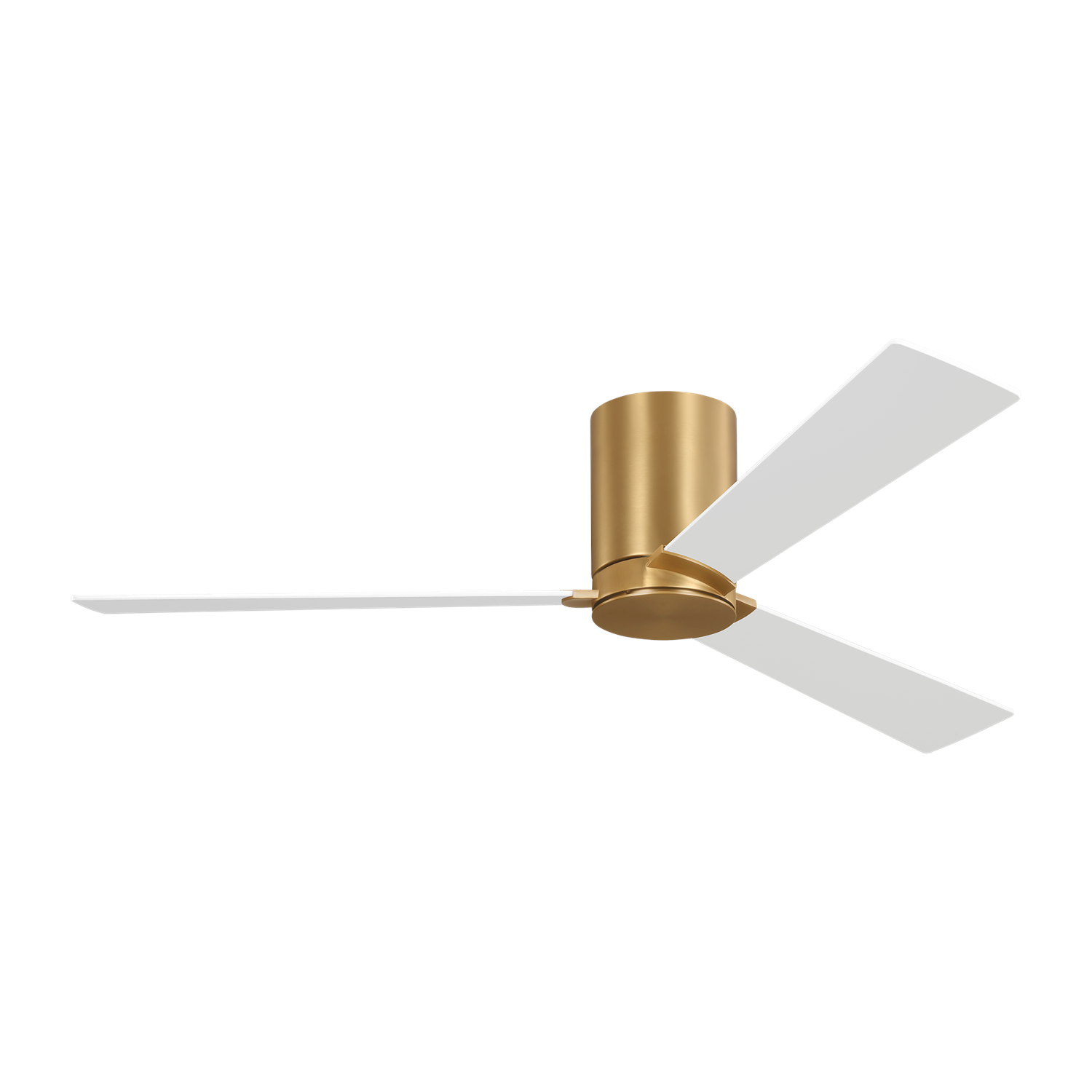 Rozzen 52 Hugger Ceiling Fan In Burnished Brass With Matte White Blades by VC Fan Collection