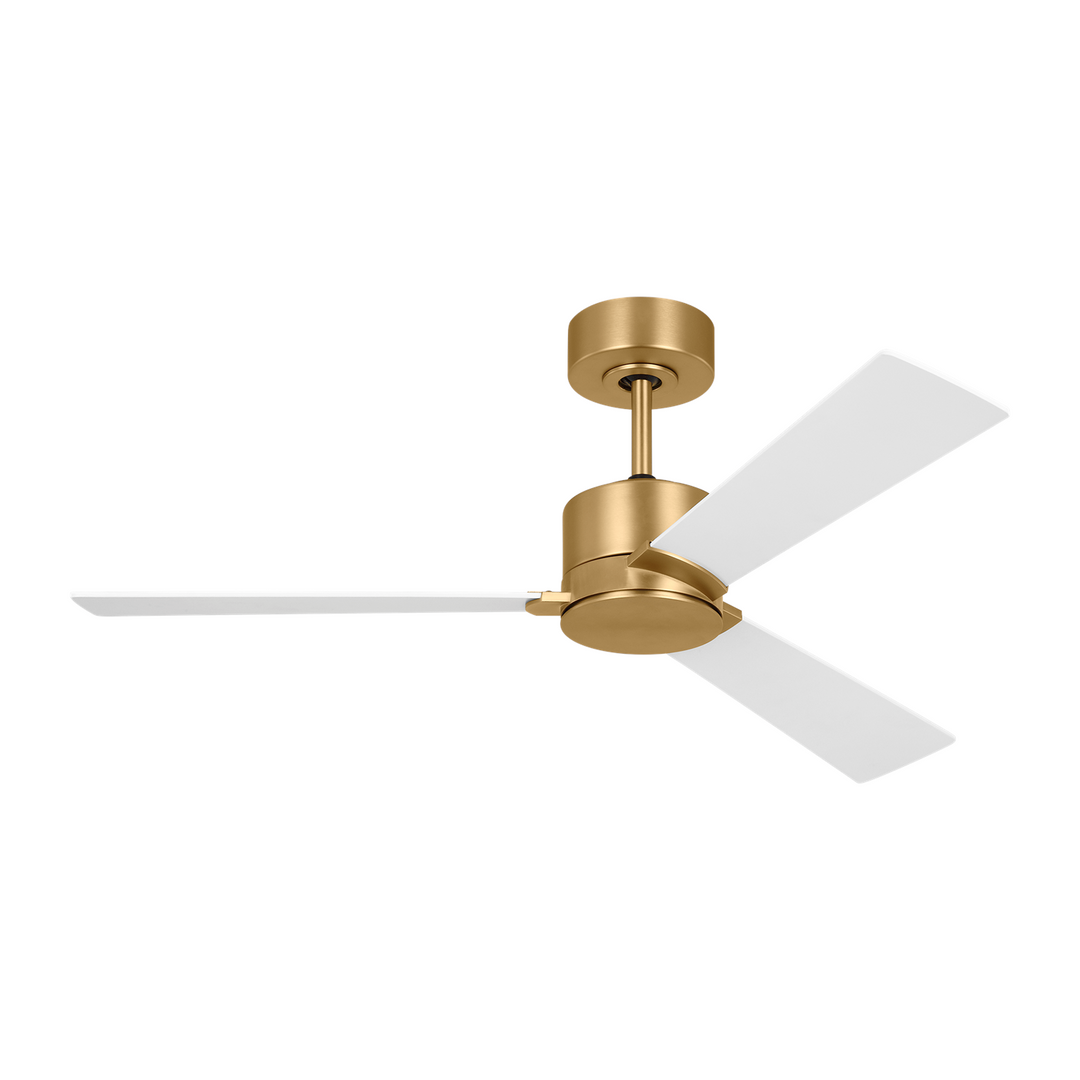 Rozzen 44 Ceiling Fan In Burnished Brass With Matte White Blades by VC Fan Collection