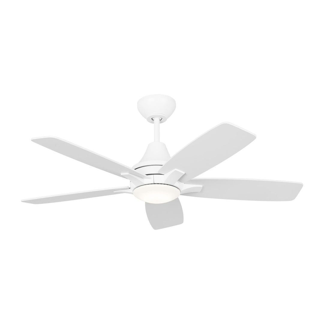 Lowden 44 Led Ceiling Fan In Matte White With Matte White Blades And Light Kit by VC Fan Collection