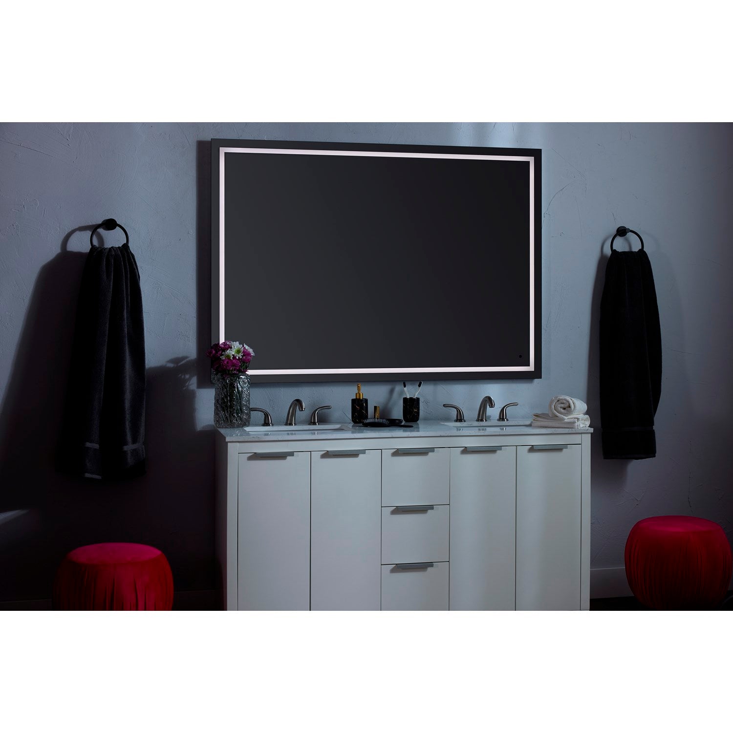 48X48 Led Mirror Black