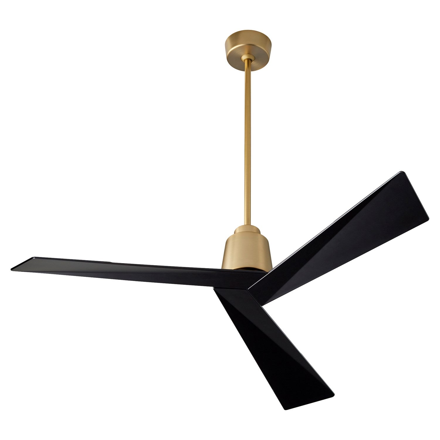 X Ceiling Fan Aged Brass Black Blades by Oxygen Lighting