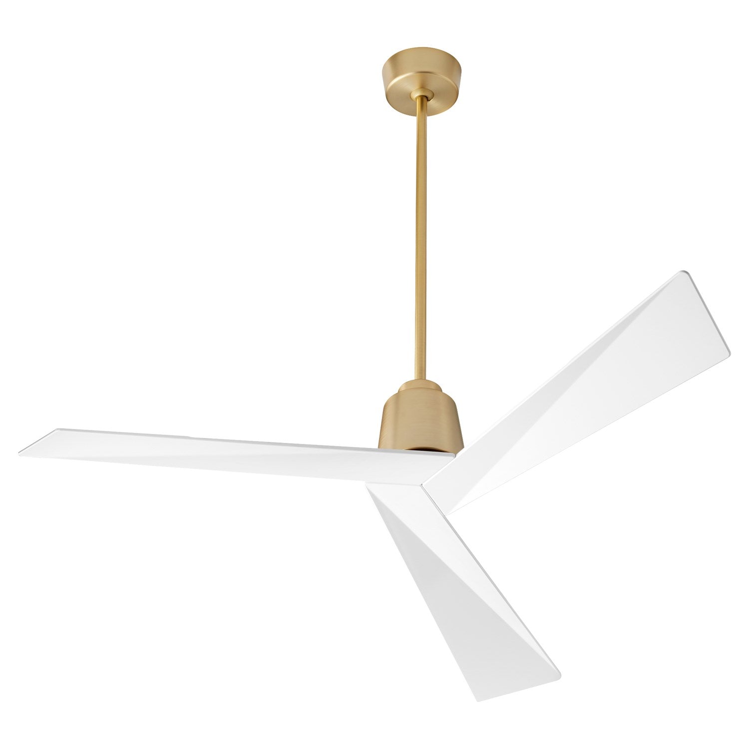 X Ceiling Fan Aged Brass White Blades by Oxygen Lighting