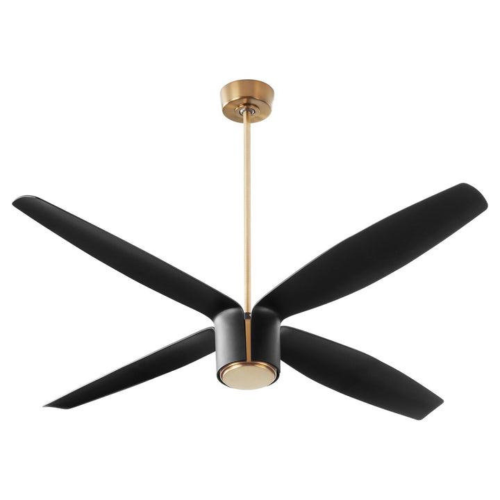 X Ceiling Fan Aged Brass Black Blades by Oxygen Lighting