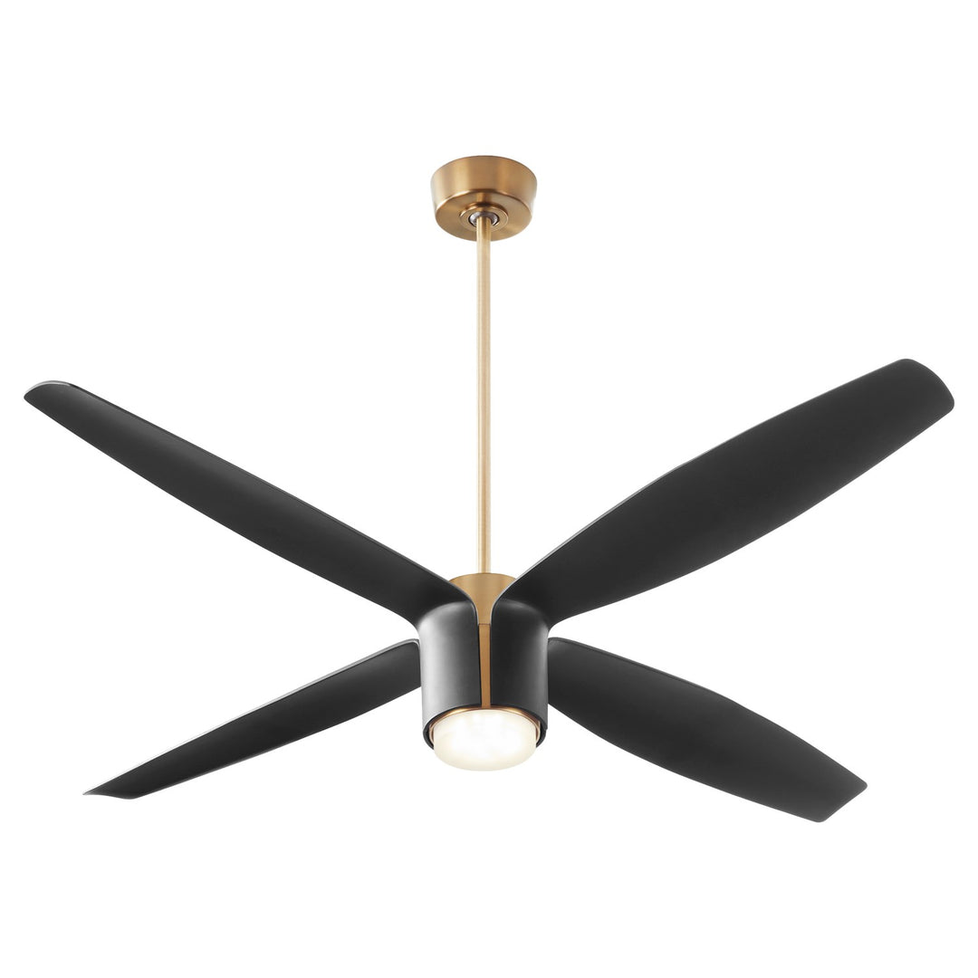 X Ceiling Fan Aged Brass Black Blades