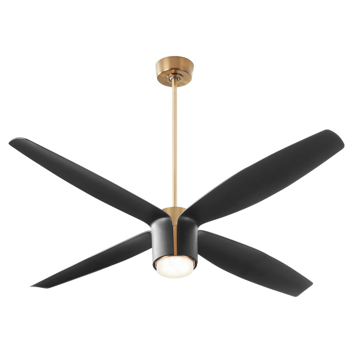 X Ceiling Fan Aged Brass Black Blades