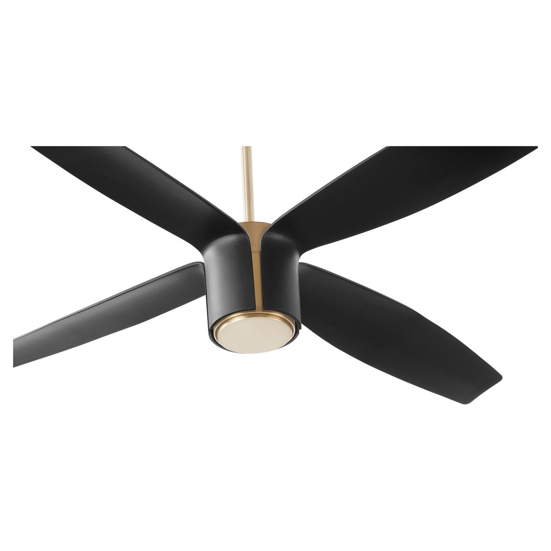 X Ceiling Fan Aged Brass Black Blades