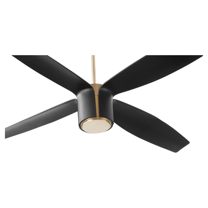 X Ceiling Fan Aged Brass Black Blades