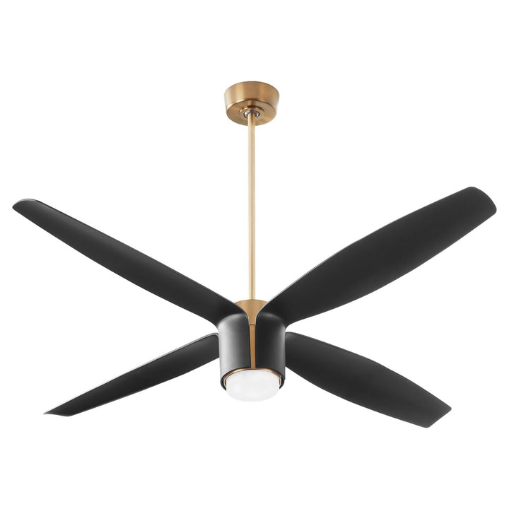 X Ceiling Fan Aged Brass Black Blades