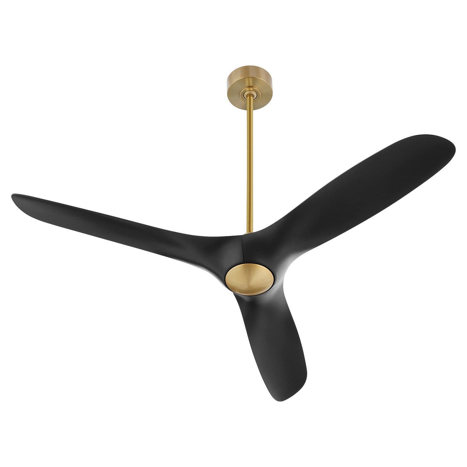 X Ceiling Fan Aged Brass Black Blades by Oxygen Lighting