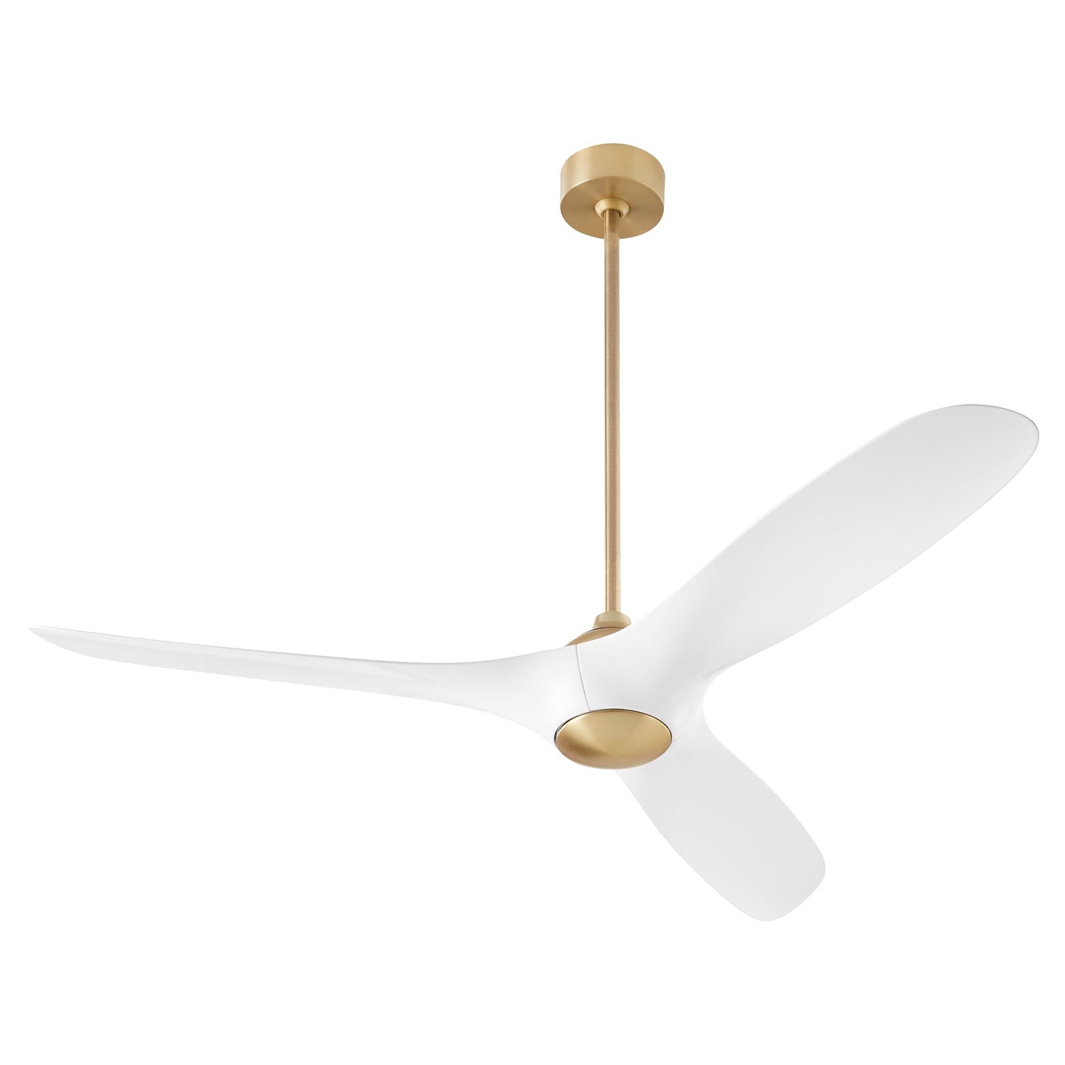 X Ceiling Fan Aged Brass White Blades by Oxygen Lighting