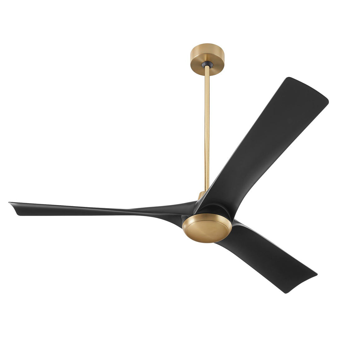 X Ceiling Fan Aged Brass Black Blades by Oxygen Lighting