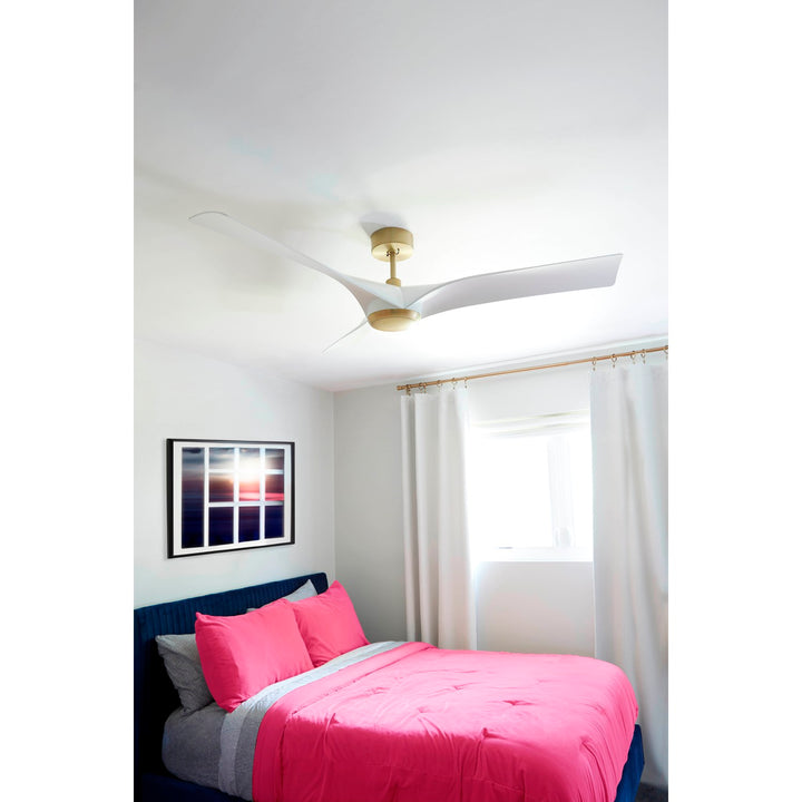 X Ceiling Fan Aged Brass White Blades