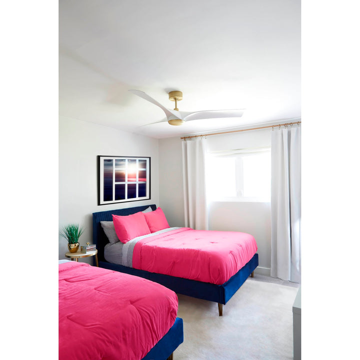 X Ceiling Fan Aged Brass White Blades
