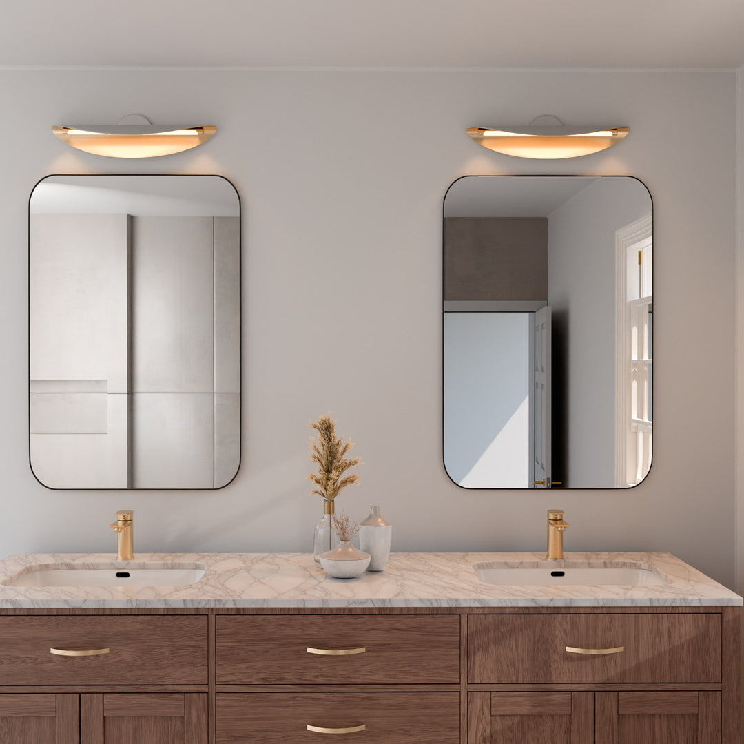 23X5.75 Sconce White Aged Brass