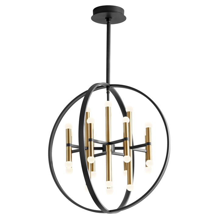 24X26.5 Chandelier Black Aged Brass