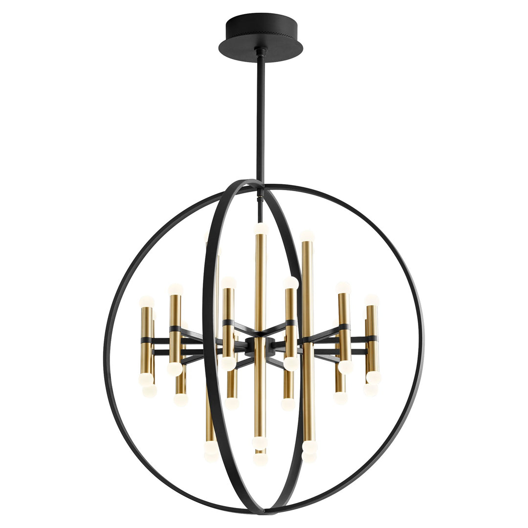30X33.5 Chandelier Black Aged Brass