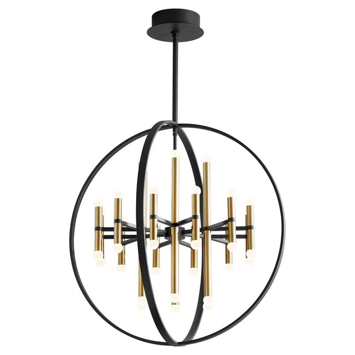 30X33.5 Chandelier Black Aged Brass