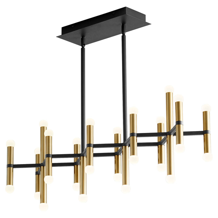 7.375X17.5 Chandelier Black Aged Brass