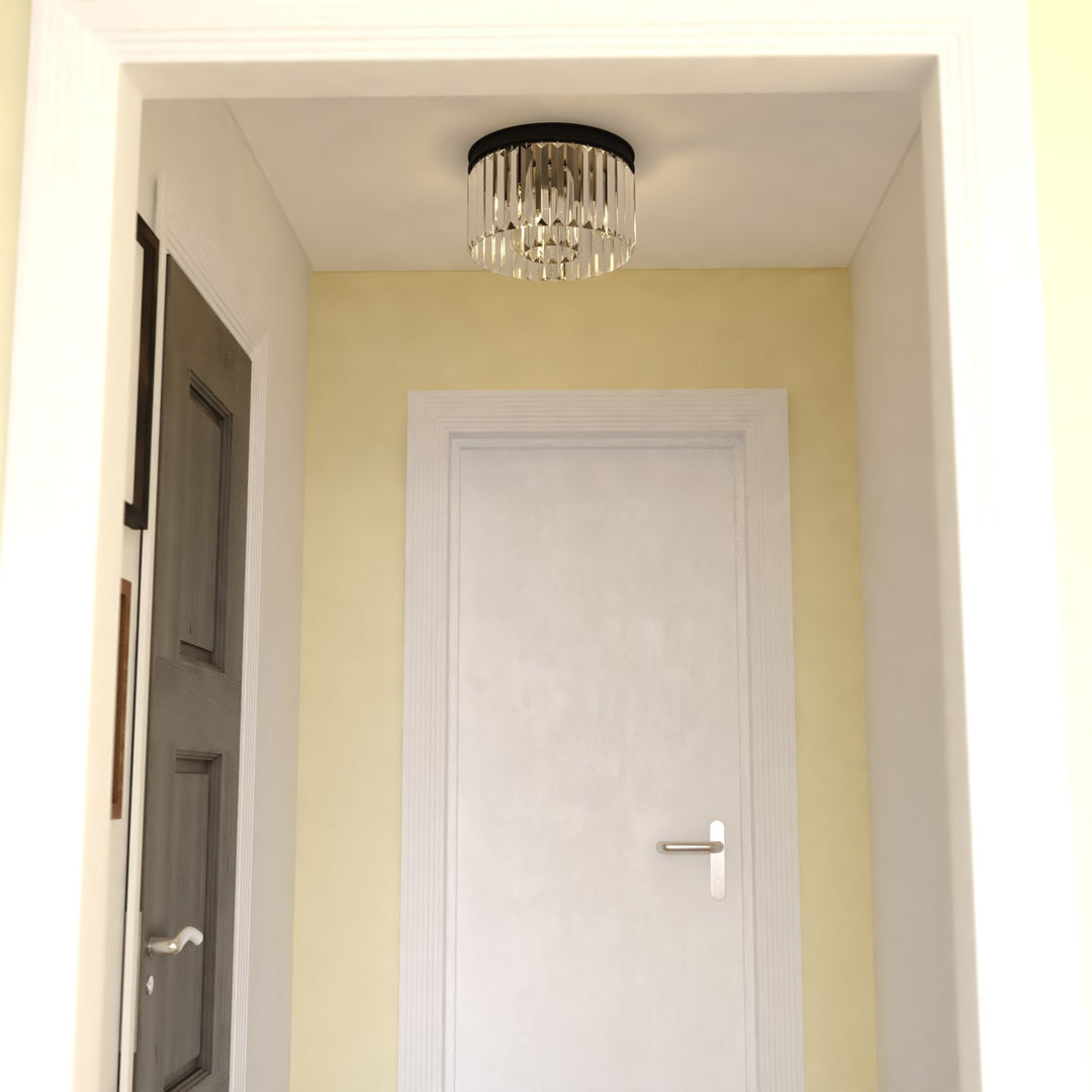 Allerton 12-In. W 3 Light Flush Mount Matte Black