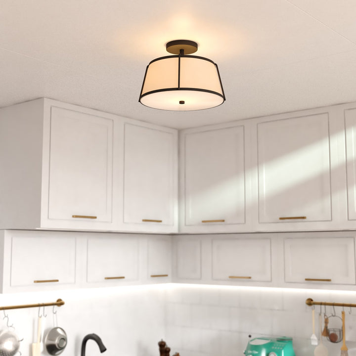 13-In. 2 Light Semi-Flush Mount Matte Black
