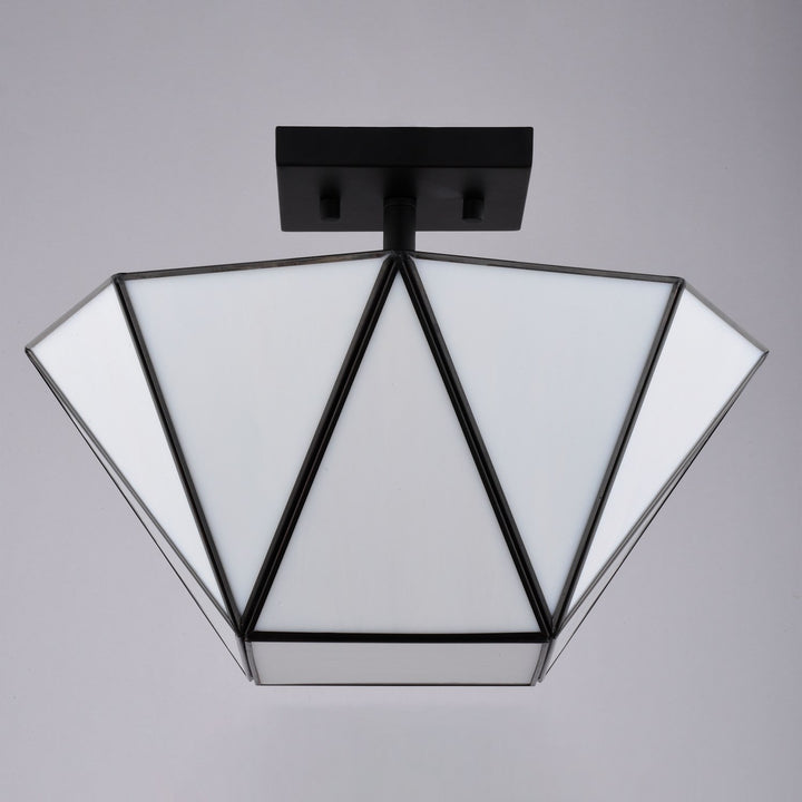 14-In. W 2 Light Semi-Flush Mount Matte Black